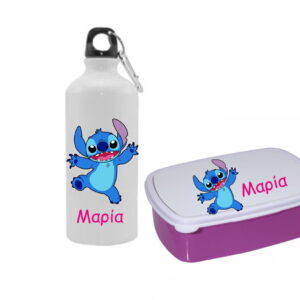 Σχολικό σετ με όνομα. Ταπεράκι φαγητού - παγουρίνο stitch για το σχολείο με το θέμα και το όνομα της επιλογής σας.